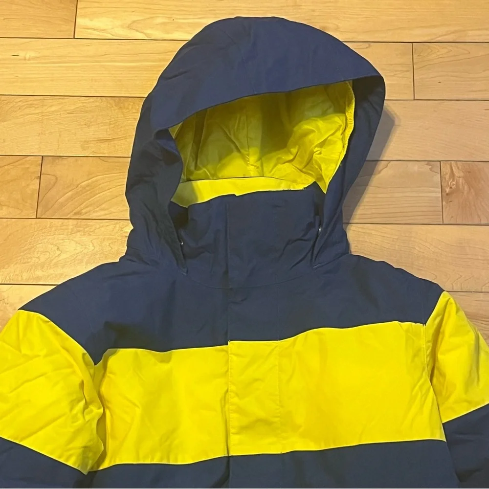 Burton Kids Yellow Navy Blue Striped Ski Snowboard Coat large Chittagong Dryride